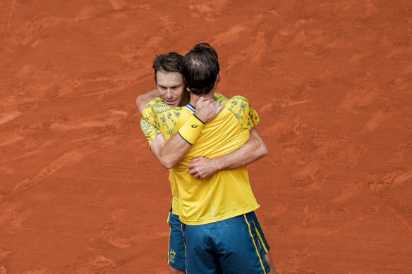 Matt Ebden and John Peers at Roland-Garros.