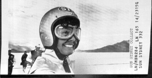 Then 29-year-old Murphy flashes a victory smile after claiming the world land speed record for women in 1964.