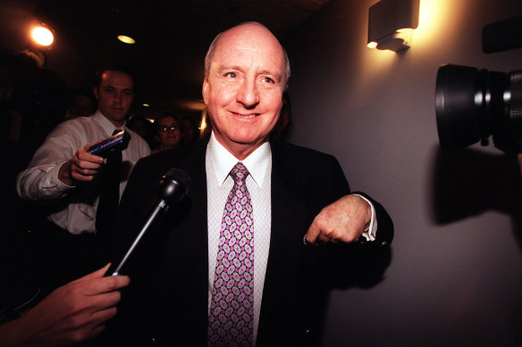 Power protected Alan Jones, seen here departing after giving evidence during the inquiry into the cash for comment scandal.