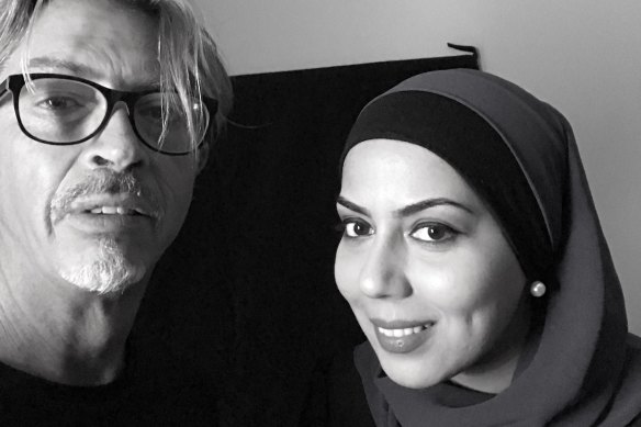 Artist Angus McDonald with sitter Mariam Veiszadeh.