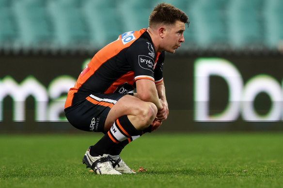 Jock Madden on his lonesome in the aftermath of the Roosters’ carve up.