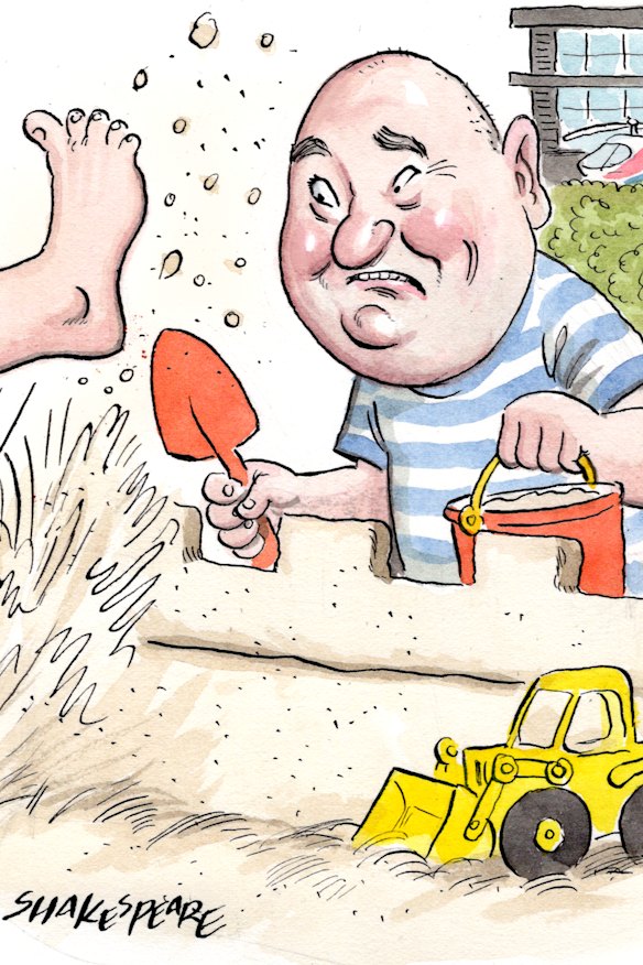 Lindsay Fox enjoying his private beach.