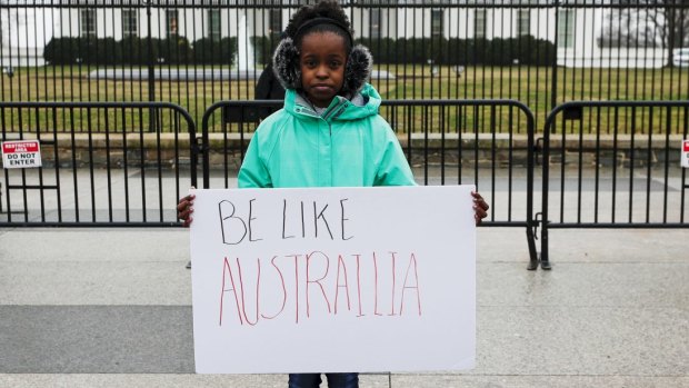 Makenzie Hymes, 13, calls for gun law reform during a protest at the White House.