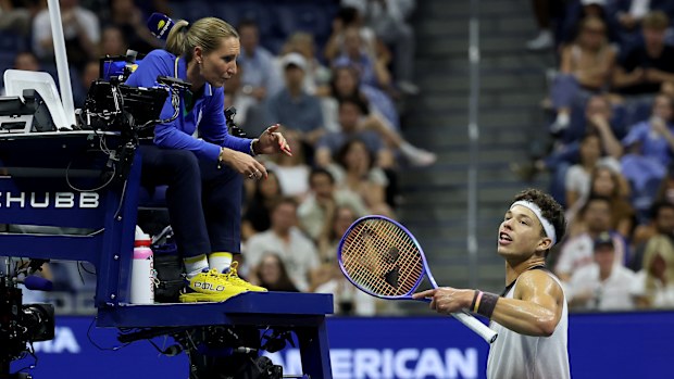 US Open semi final news 2026 | Ben Shelton takes swipe at chair umpire; defeats Frances Tiafoe to book spot in final  www.nine.com.au