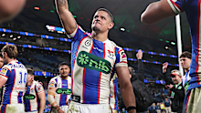 Dane Gagai salutes the Knights fans.