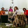 The Beatles in the recording studio during the making of their 1970 album Let It Be. as seen in Peter Jackson’s 2021 documentary Get 