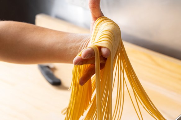 Pasta is made by hand at Bottega, which has a $28 lunchtime pasta special.