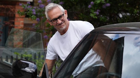 BBC presenter Gary Lineker gets into a car outside his home in London.