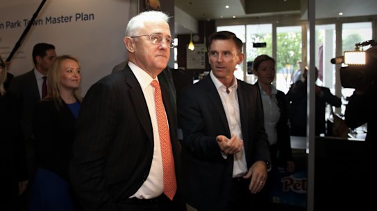 Then prime minister Malcolm Turnbull launches the Western Sydney City Deal with Mark Perich during the 2016 election.