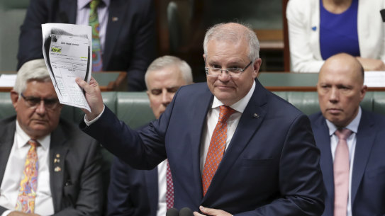 Minister for Indigenous Australians Ken Wyatt and Prime Minister Scott Morrison during his Closing the Gap statement on February 12.