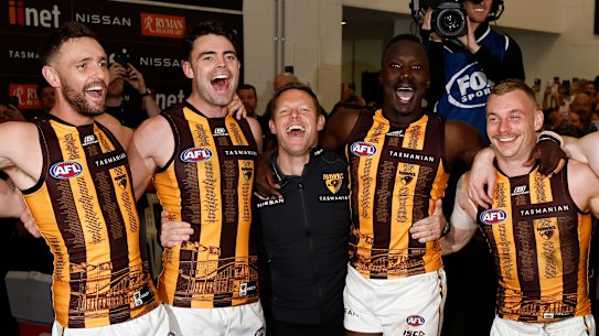 A happy team at Hawthorn.