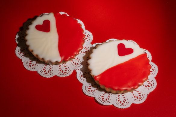 The classic neenish tart gets a Valentine’s Day makeover at Humble Bakery.