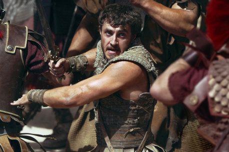 Paul Mescal as Lucius, son of Russell Crowe’s Maximus, in Gladiator II.