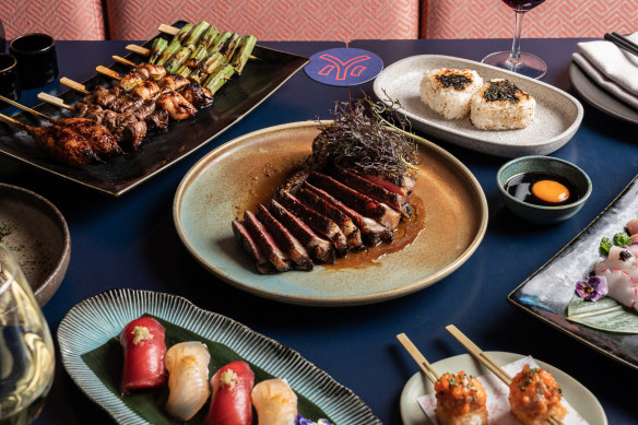 O’Connor steaks are cooked over a robatayaki grill.