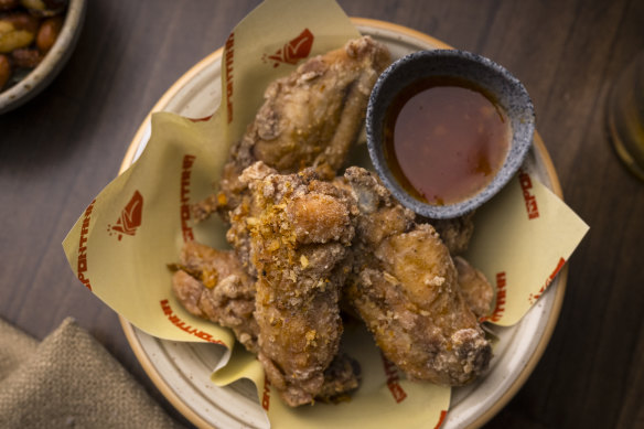 Fried chicken comes with a powerful chilli sauce a world away from the stock supermarket stuff.