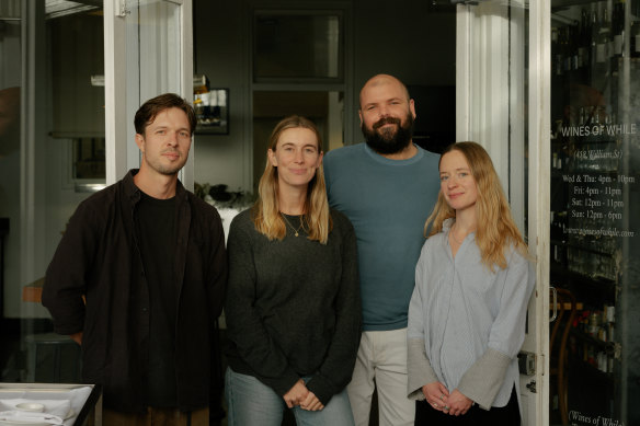 Bar managers Sam Rogers and Amber Kennedy (left and right) with owners Emma Pegrum and Tom Van Beem (centre).