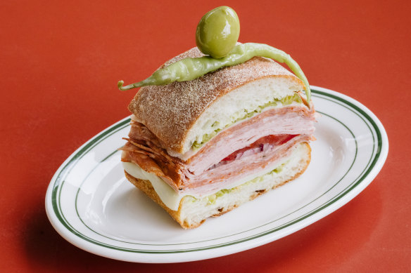 Coldcuts from LP’s Quality Meats and bread from Agnes Bakery are key elements in Bar Miette’s muffuletta.