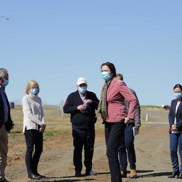 Queensland Premier Annastacia Palaszczuk (centre) inspects Queensland’s second quarantine facility in Toowoomba on August 26.