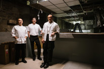 Benny Lam, David Flynn and Maui Manu inside Central, which will open in October.