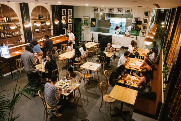 Lekki by Little Lagos’ dining room fills up early each evening.