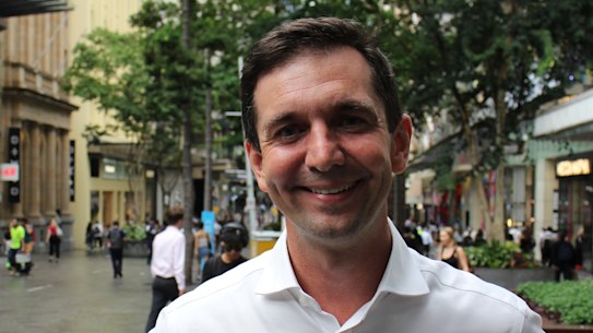 Trevor Evans, campaigning for the seat of Brisbane in 2025.
