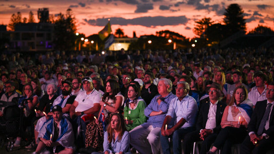 Jewish Australians gathered in Christison Park, Vaucluse, to commemorate the October 7 attacks.
