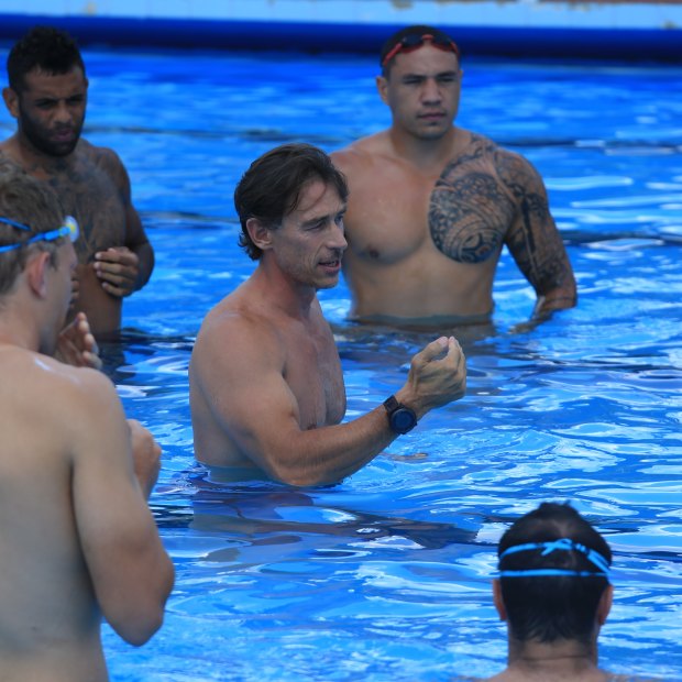 Stress test: Nam Baldwin explains his methods to the NSW Origin side in Armidale earlier this year.