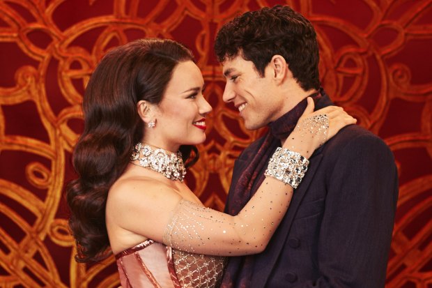 Alinta Chidzey and Des Flanagan play star-crossed lovers Satine and Christian in Moulin Rouge! The Musical!