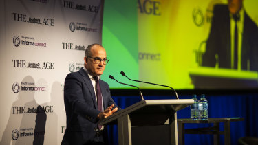 Acting Premier James Merlino speaking at the Age Schools Summit. on Tuesday.