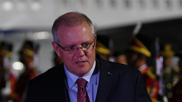 Australian PM Scott Morrison arrives in Indonesia.