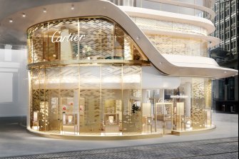 Renders of the new two-level Cartier store at 388 George Street, Sydney