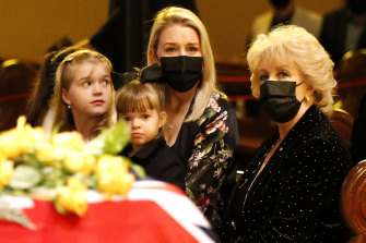 Lauren Newton, second from left, with her children and mum, Patti. 