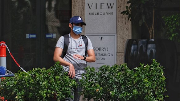People leaving the Parkview Hotel in Melbourne. 
