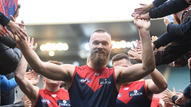 Max Gawn was targeted by the Dockers but it was all smiles as the Dees came away with the win.