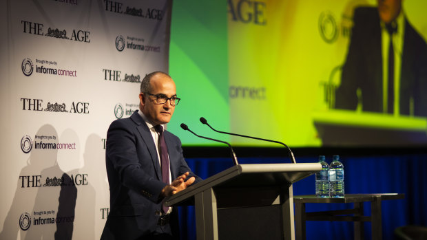 Acting Premier James Merlino speaking at the Age Schools Summit. on Tuesday.
