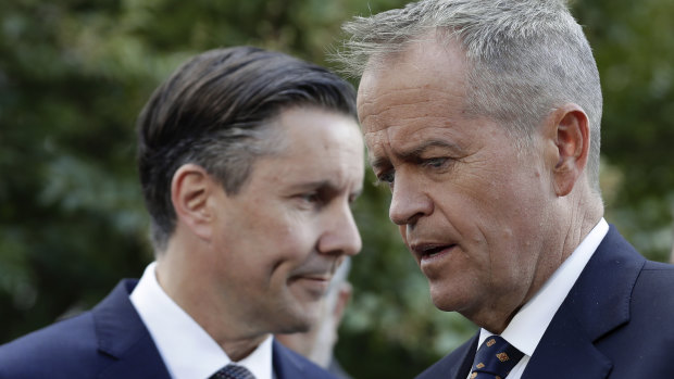 Labor leader Bill Shorten, right, and the party's energy and climate spokesman Mark Butler, announce Labor's new emissions policy.