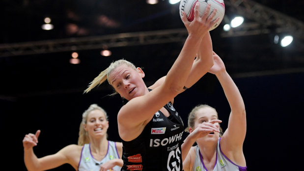 Seasoned professional: Magpies shooter Caitlin Thwaites has come a long way since her $50-per-game days. 