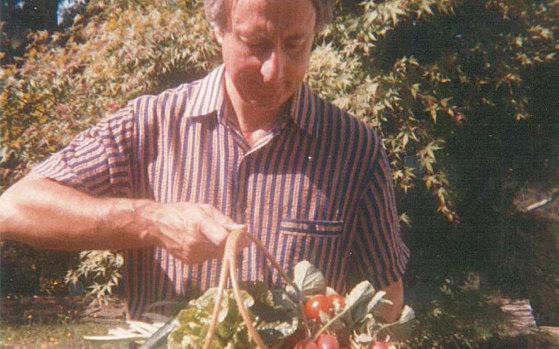 Roger Covell with the fruits of his gardening labours.