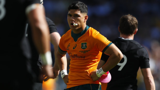 Noah Lolesio was thrown in at the deep end for the Wallabies.