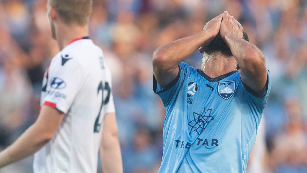 Too fancy: Alex Brosque reacts after missing a late chance.
