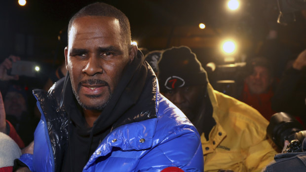 R. Kelly at a Chicago police station on February 22. 