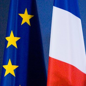 The EU and French flags.