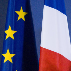 The EU and French flags.