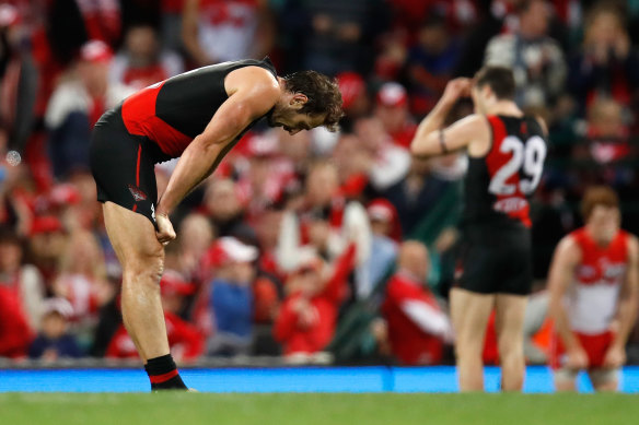 The retiring Jobe Watson at the end of the 2017 finals loss to Sydney.