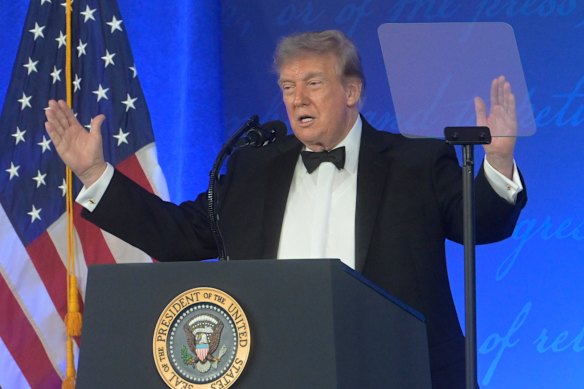 The president’s written jokes mostly fell flat.