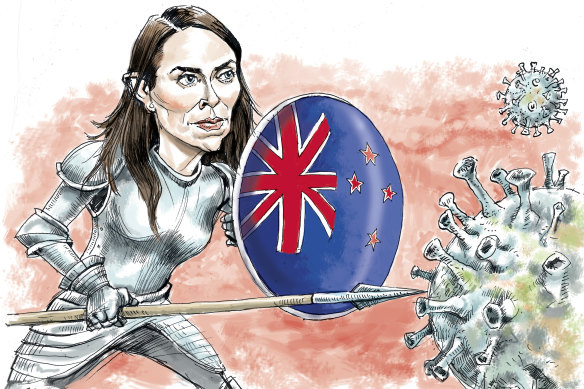 Fighting for her cause: New Zealand Prime Minister Jacinda Ardern. Illustration: Joe Benke
