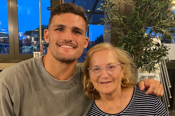 Nathan Cleary with grandmother Maree Stuart.