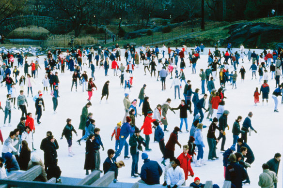 Ice skating at Wollman Rink in Central Park.