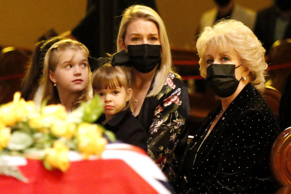 Lauren Newton, second from left, with her children and mum, Patti. 