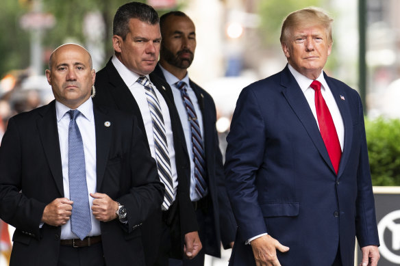 Donald Trump departs Trump Tower earlier in the week in New York.